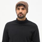 Men's Muted Brown Textured Knitted Beanie Cap, Brown, small image number null