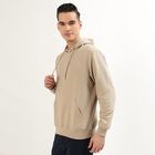 Men's Muted Beige Hooded Casual Sweatshirt, गहरा पीला, small image number null