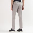 Men's Light Grey Slim Fit Flat-Front Casual Trousers, सिल्वर, small