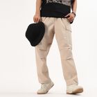 Men's Beige Relaxed Fit Cargo Pants with Utility Pockets, गहरा पीला, small image number null