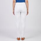 Women's White Cotton Blend Elastic Waist Stretch Churidar, सफ़ेद, small