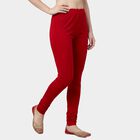 Women's Maroon Slim Fit Cotton Blend Churidar Leggings, Maroon, small
