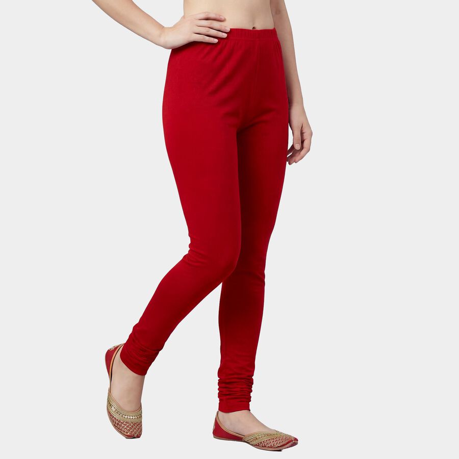 Women's Maroon Slim Fit Cotton Blend Churidar Leggings, Maroon, large