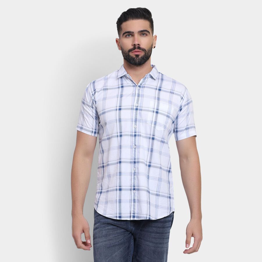 Men's 100% Cotton Casual Shirt, सफ़ेद, large