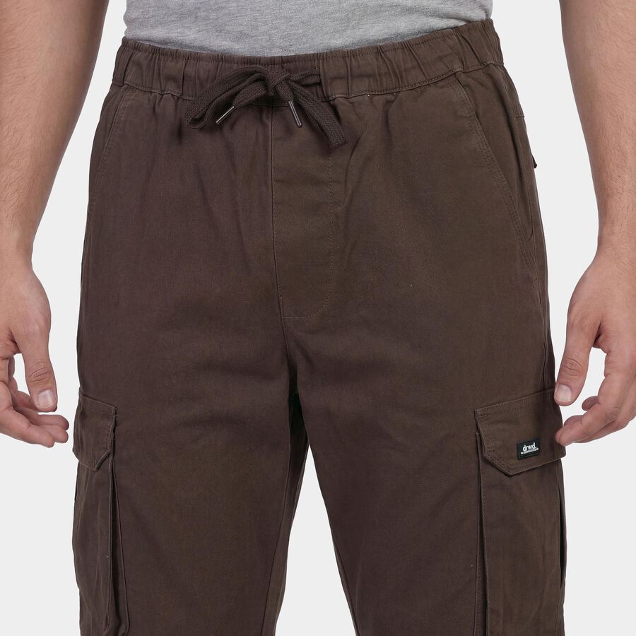Men's Brown Slim Fit Casual Trousers, Brown, large