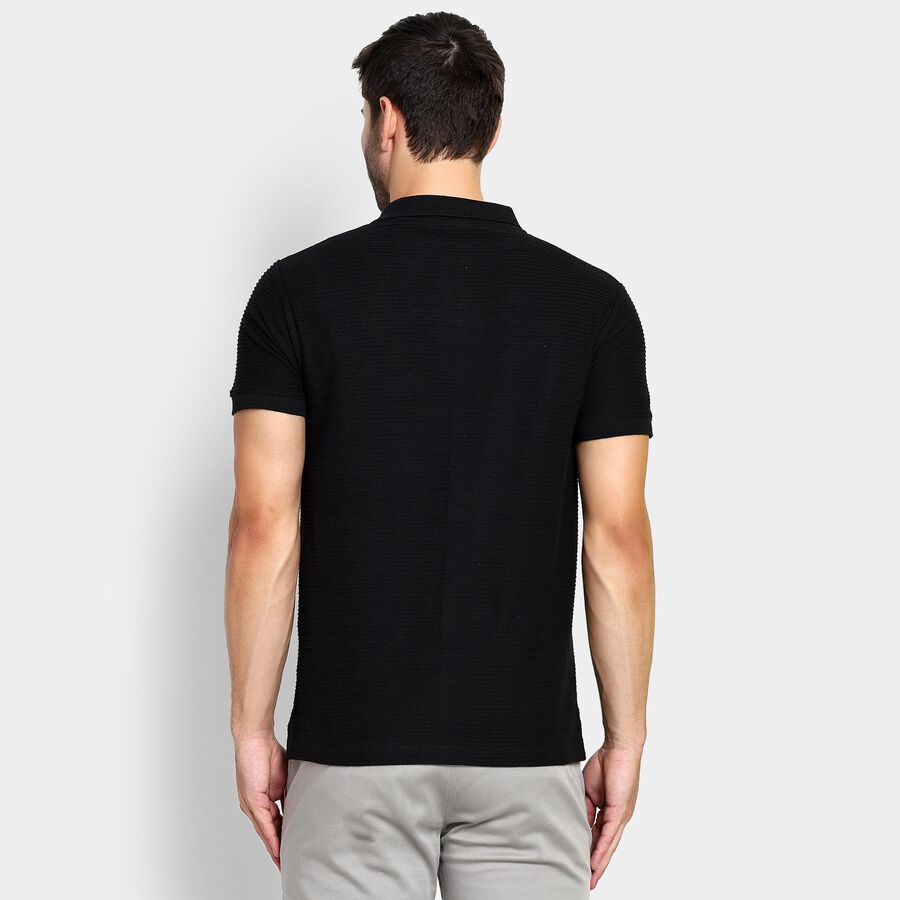 Men's 100% Cotton Collared Half Sleeves T-Shirt , काला, large image number null