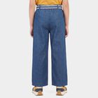 Girls' Blue Wide Leg Tie-Up Jeans, गहरा नीला, small
