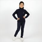 Girls Deep Midnight Navy Blue Turtleneck Casual Pullover, Navy Blue, small image number null