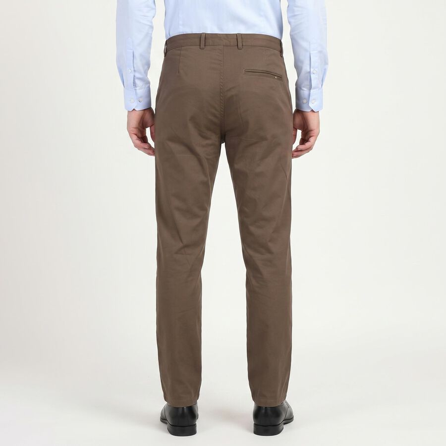 Men's Brown Slim Fit Chino Trousers, भूरा, large