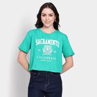 Ladies' 100% Cotton Crop  Top, Dark Green, small