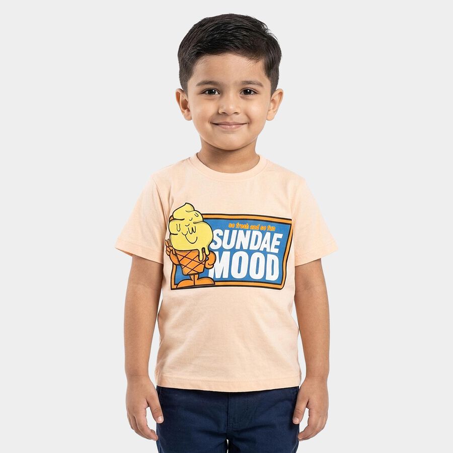 Boys' Half Sleeves T-Shirt, नारंगी, large
