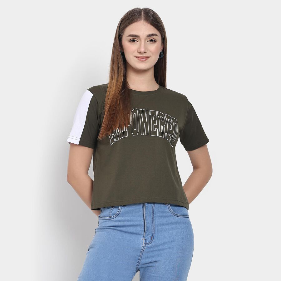 Ladies' Round Neck T-Shirt , ओलिव, large image number null