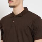 Men's Collared Half Sleeves T-Shirt , Brown, small
