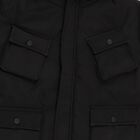 Boys Jet Black Hooded Casual Jacket, Black, small image number null