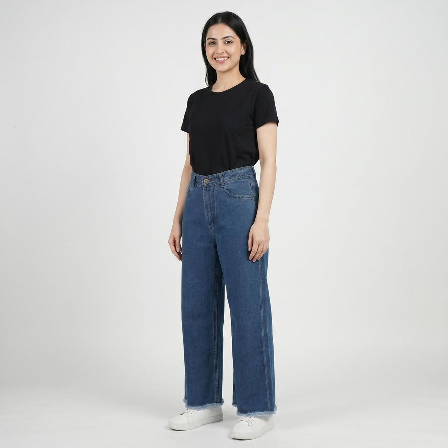 Women's Mid Blue Regular Fit Classic Jeans, Mid Blue, large