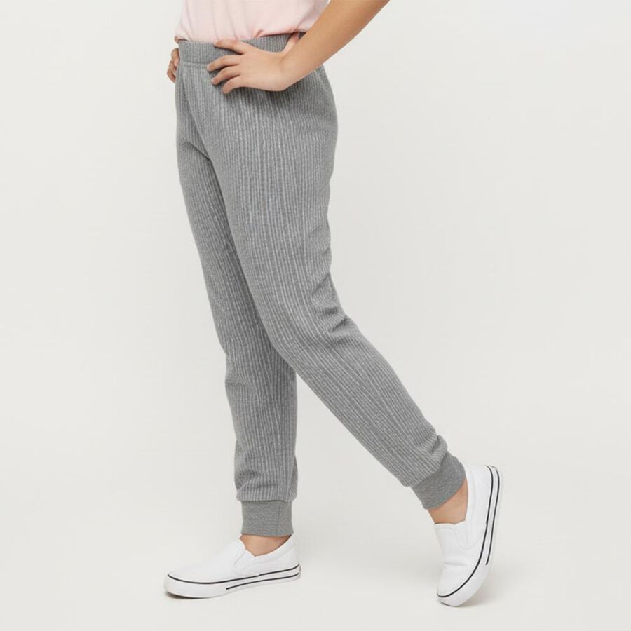 Girls Muted Charcoal Grey Thermal Lower, Melange Mid Grey, large image number null