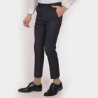 Cross Pocket Slim Fit Casual Trousers, Navy Blue, small image number null