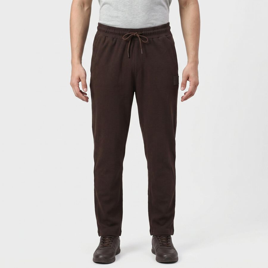 Men's Brown Slim Fit Track Pants, भूरा, large