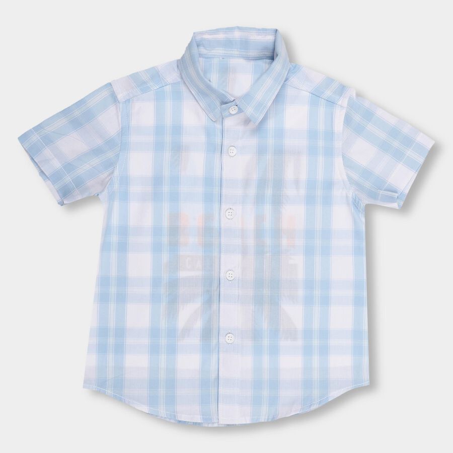 Boys' 100% Cotton Casual Shirt, हल्का नीला, large