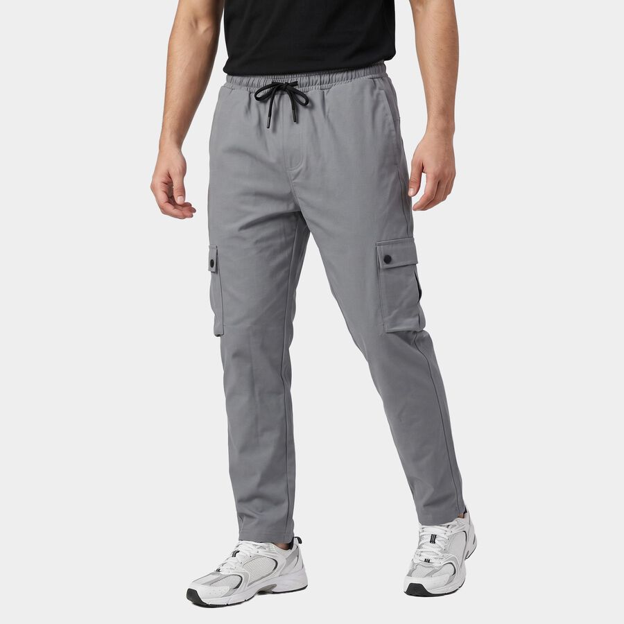 Men's Light Grey Jogger Fit Solid Track Pants, हल्का ग्रे, large