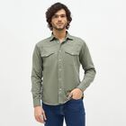 Men's Muted Sage Green Cotton Classic Casual Shirt, Light Green, small image number null
