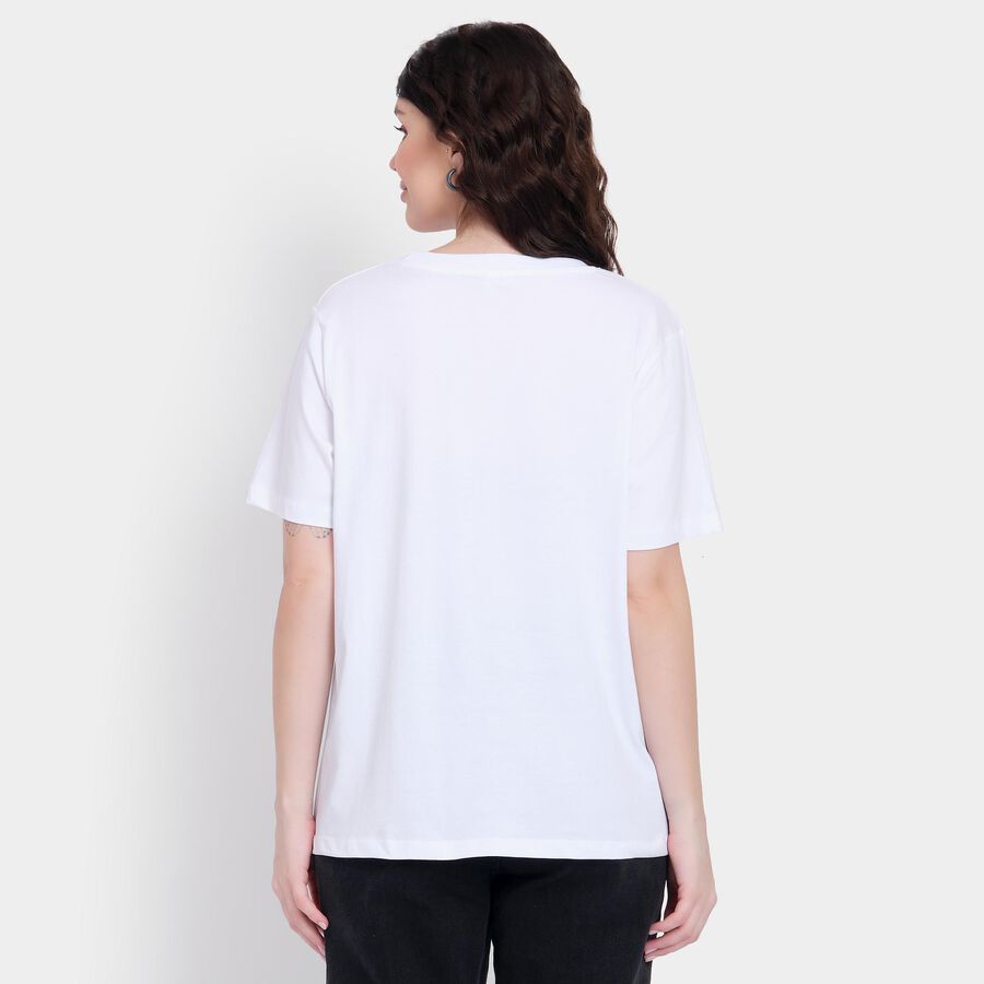 Ladies' 100% Cotton Round Neck T-Shirt , White, large image number null