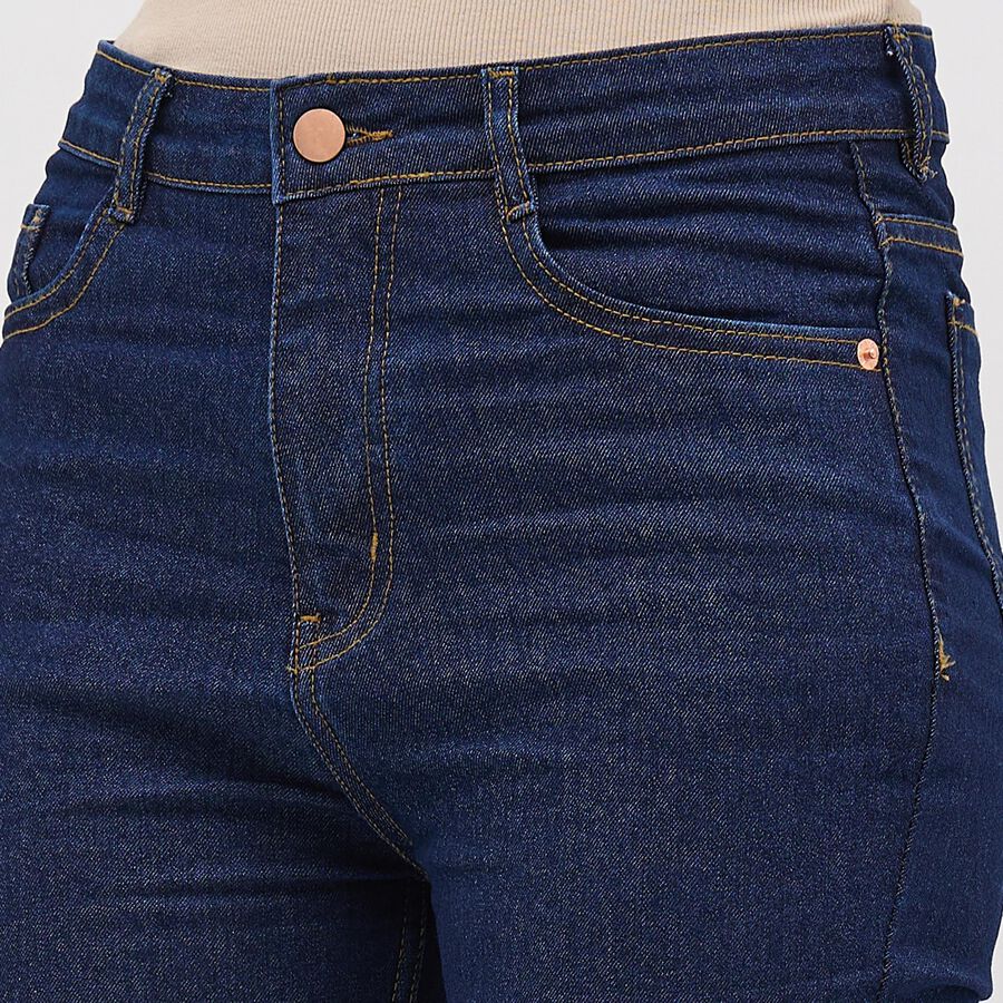 Women's Dark Indigo Blue Bootcut High-Rise Jeans, Dark Blue, large