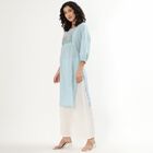 Women's Light Blue Cotton Round Neck Straight Kurta, Light Blue, small