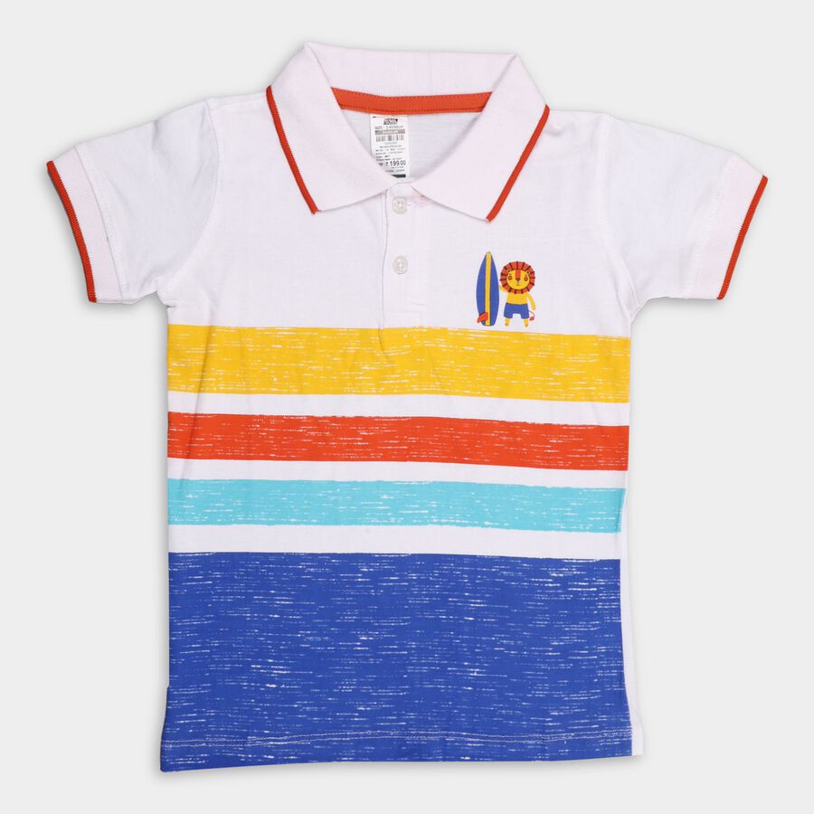 Boys' 100% Cotton Half Sleeves T-Shirt, White, large image number null