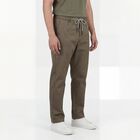 Men's Brown Slim Fit Casual Trousers, भूरा, small