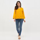 Women's Bright Mustard Yellow Round Neck Printed Kurti, Yellow, small image number null