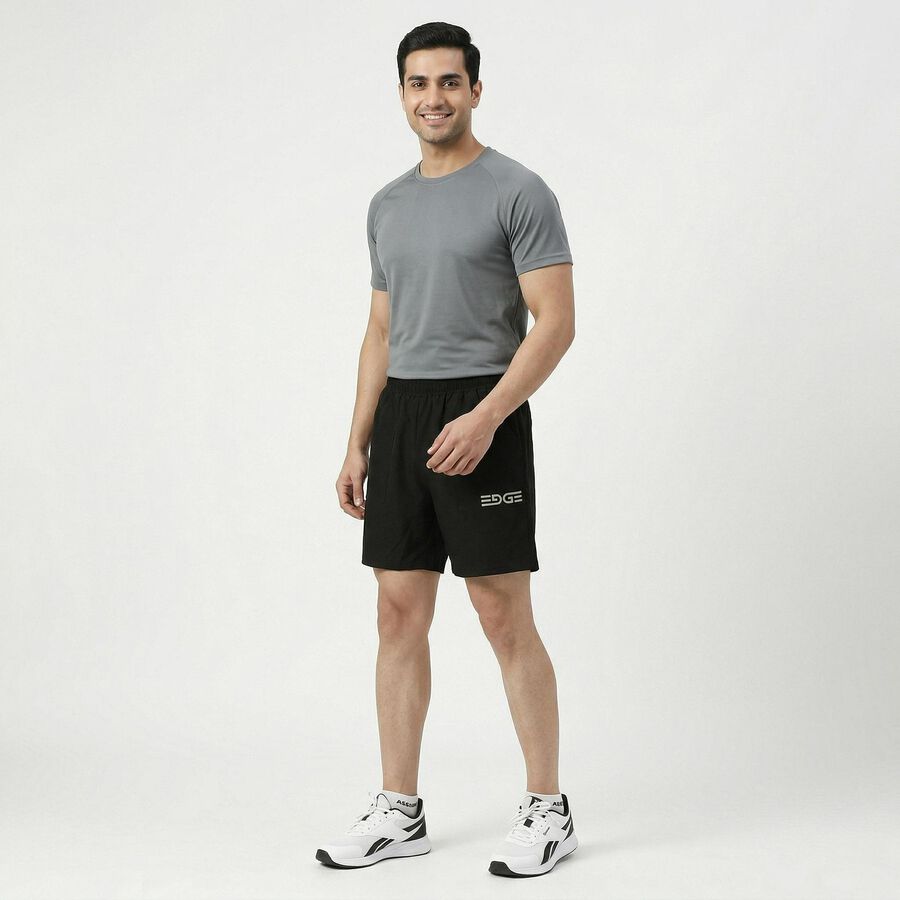 Men's Black Regular Fit Solid Shorts, Black, large
