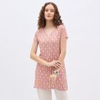 Ladies' Muted Terracotta Red V-Neck Printed Kurta, Lilac, small image number null