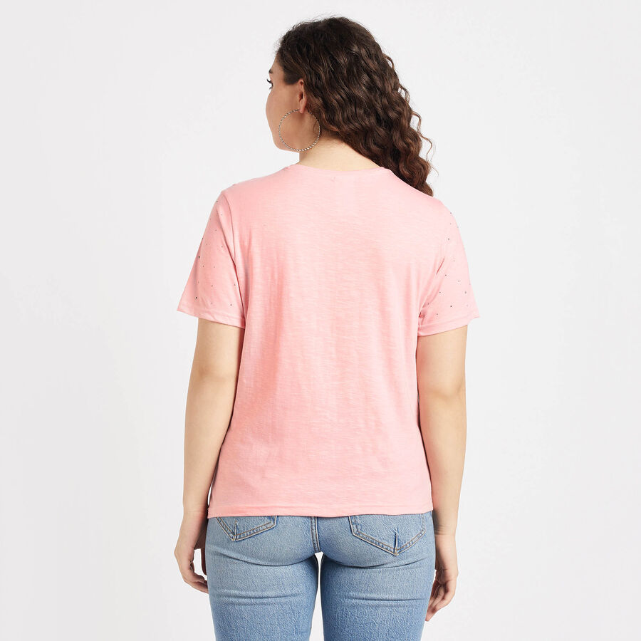 Round Neck T-Shirt, Pink, large image number null