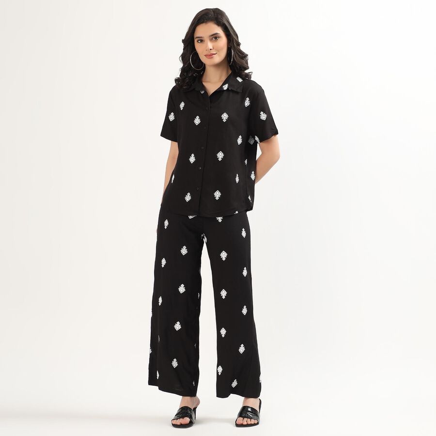 Women's Black Printed Co-ord Set, Black, large