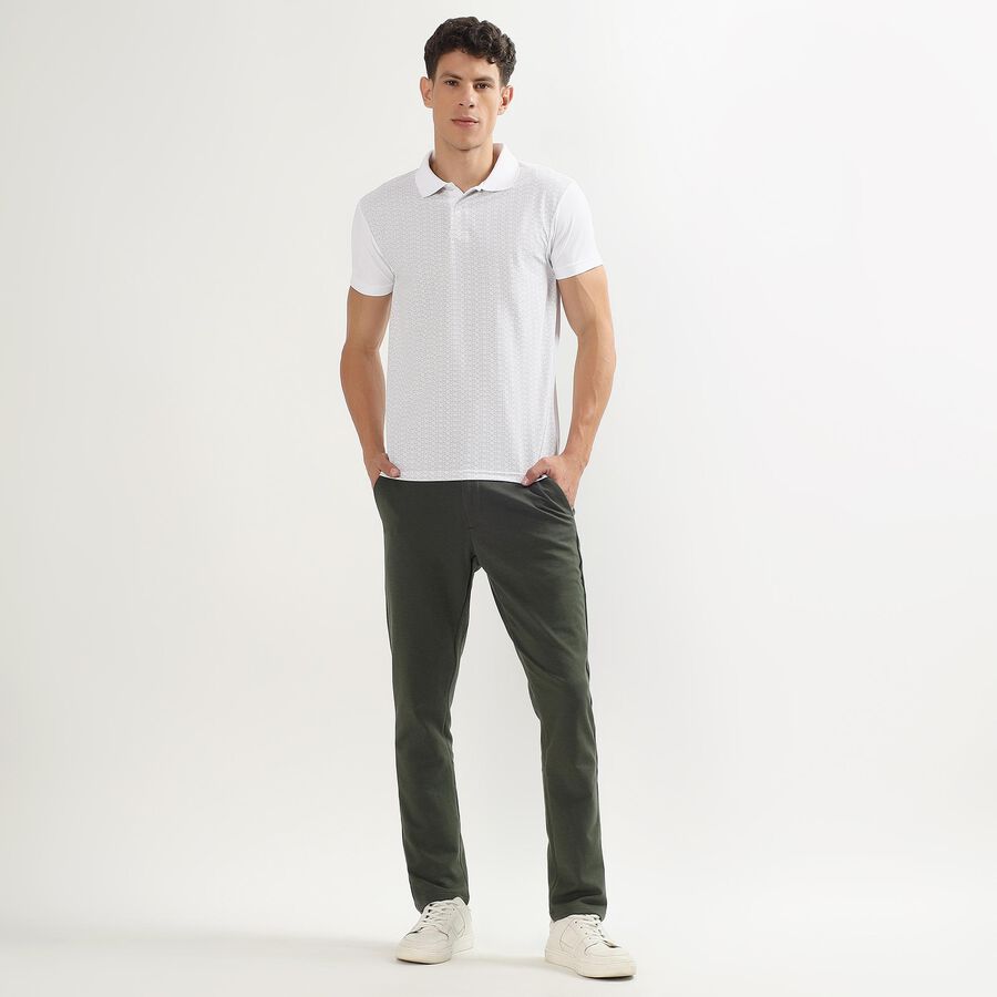 Men's Slim Fit Cross Pocket Casual Trousers, ओलिव, large image number null