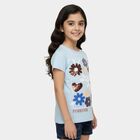 Girls' Blue Cotton Round Neck Casual T-Shirt, रॉयल ब्लू, small