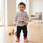 Infants' Charcoal 100% Cotton Round Neck Graphic Print Baba Suit, Charcoal, small