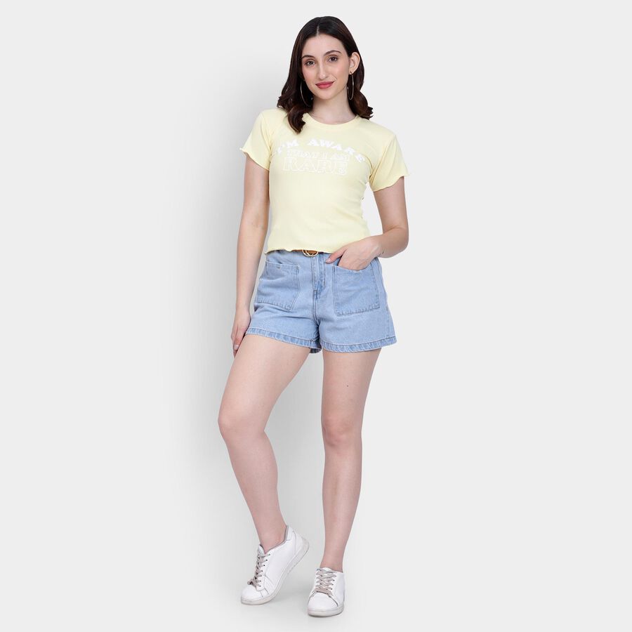 Ladies' 100% Cotton Shorts , Light Blue, large image number null