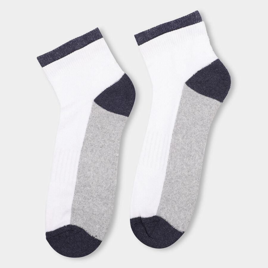 Men's Color-Blocked Sports Socks, काला, large image number null