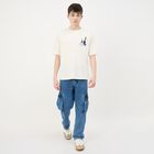 Men's Off White Cotton Round Neck Casual T-Shirt, Off White, small