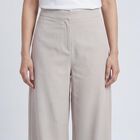 Women's Light Grey Wide-Leg Flat-Front Trousers, हल्का ग्रे, small