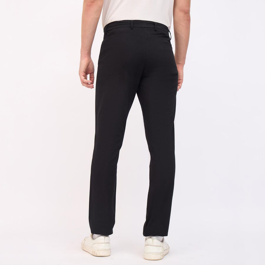 Men's 100% Cotton Cross Pocket Slim Fit Casual Trousers, Black, large image number null