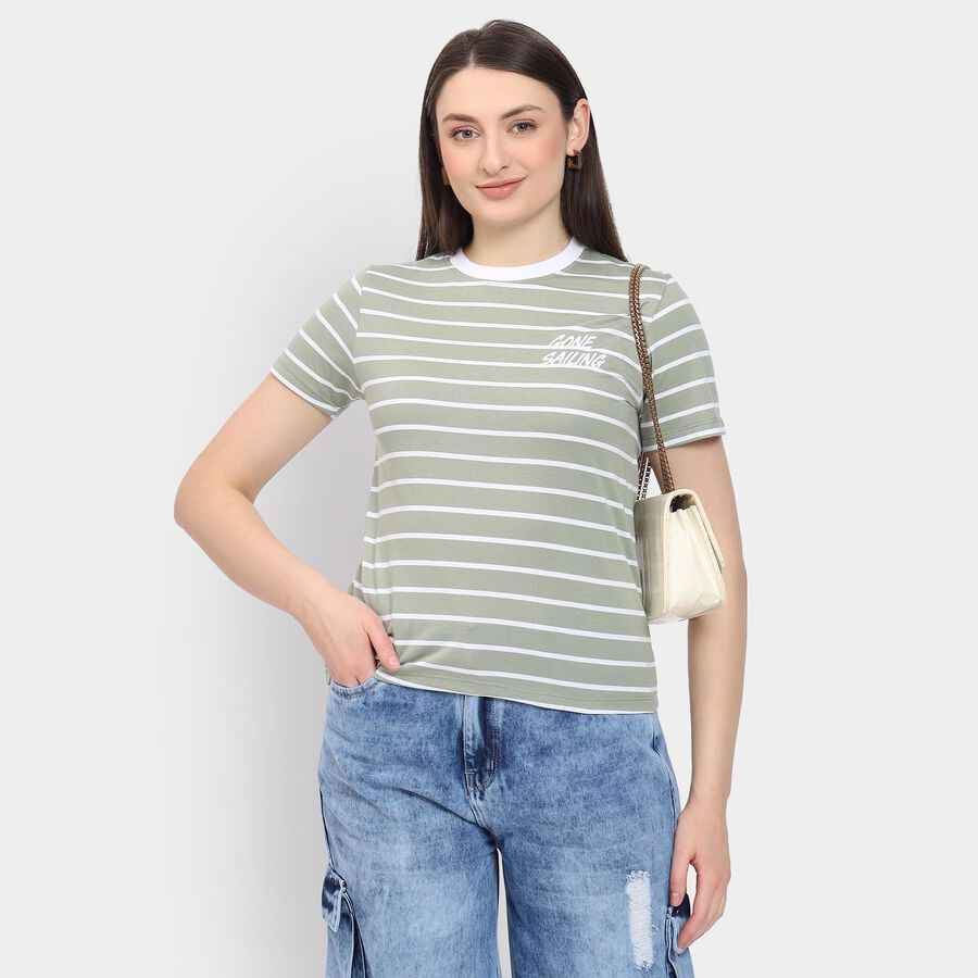 Ladies' Round Neck T-Shirt, Light Green, large image number null