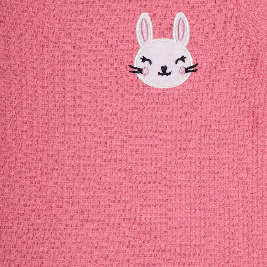 Infants' Bright Coral Pink Cotton Round Neck Casual T-Shirt and Shorts Set, Pink, large image number null