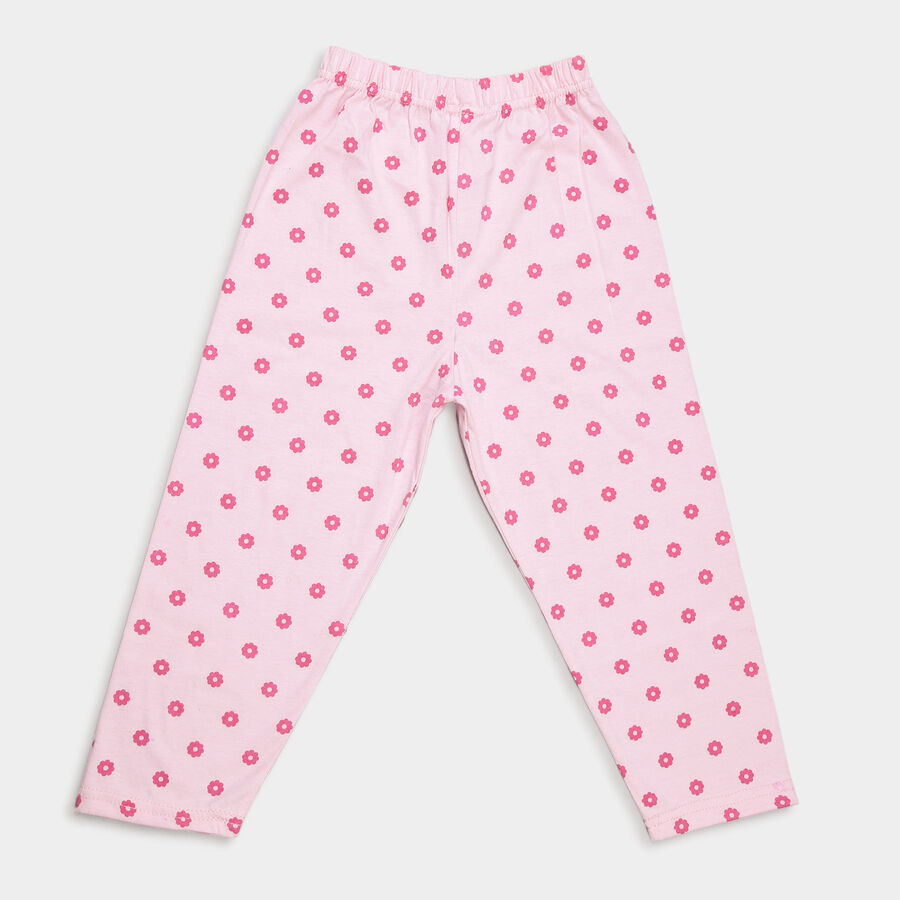Girls Printed Regular Pyjama, Pink, large image number null
