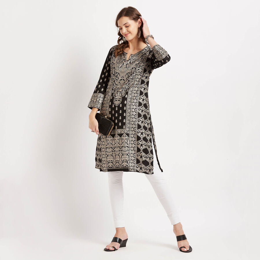 Printed Kurta, Black, large image number null