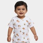 Infants' White Cotton V-Neck Casual T-Shirt, White, small