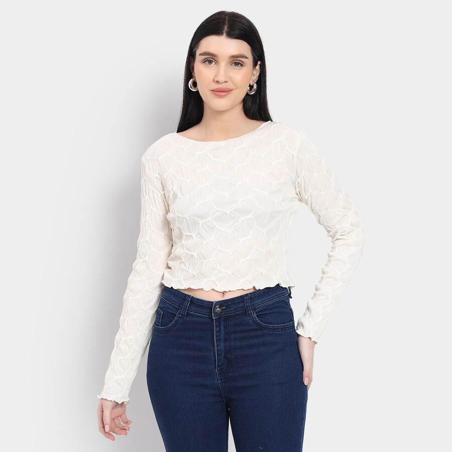 Ladies'  Crop  Top, Off White, large image number null