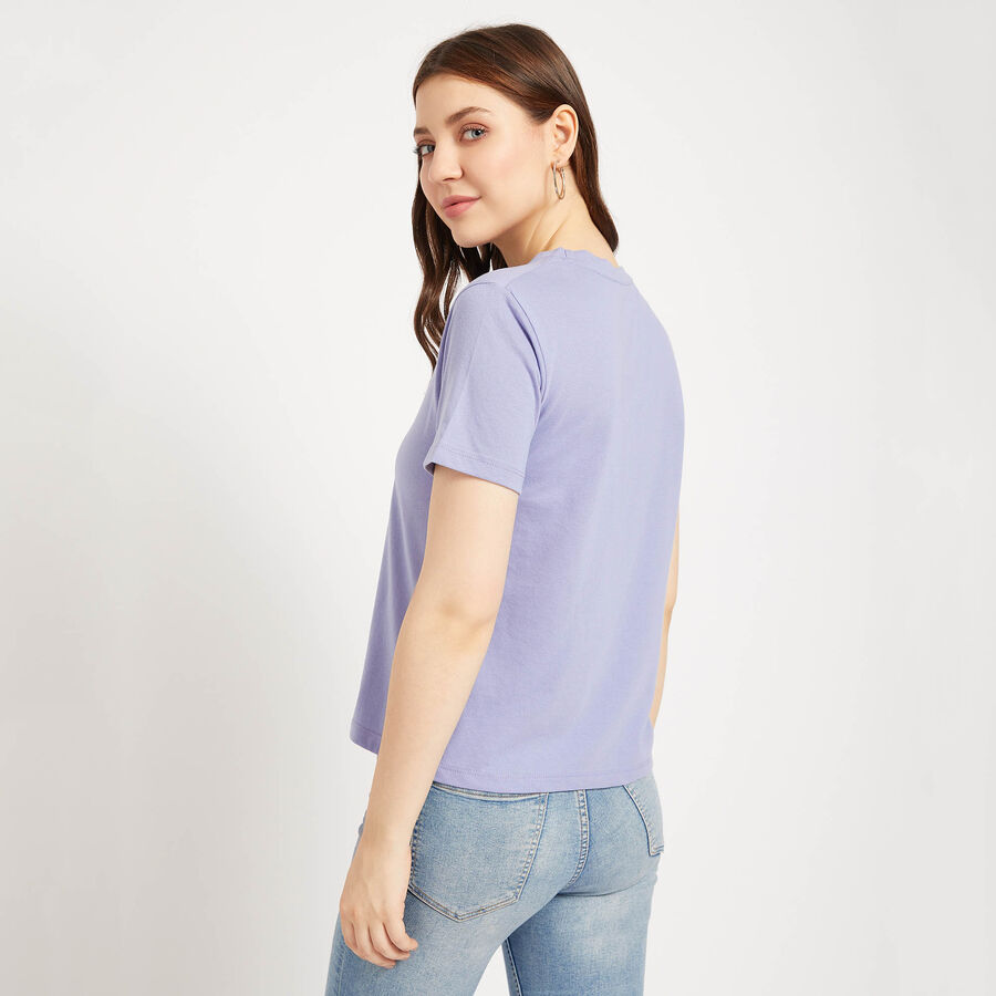 Embellished Round Neck T-Shirt, लाइलेक, large image number null